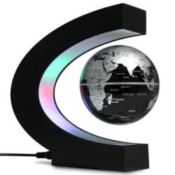 C Shape Magnetic Levitation Floating Globe World Map With LED Light Decoration For Home Office