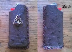 Triquetra Bic Lighter Casing With Handcrafted Ostrich Leather Pagan Tools Witch Wizzard