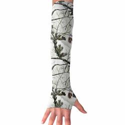 Outdoor Sun Protective Arm Sleeves White Realtree Camo Anti-uv Long Fingerless Gloves