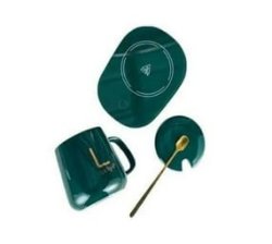 Coffee Cup And Saucer - Electric Beverage Warmer Set Green