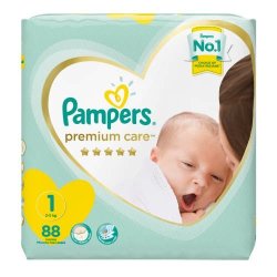 Pampers Premium Care 88 Nappies Size 1 Value Pack
