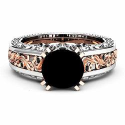 Aunimeifly Women Color Separation CZ Diamond Rose Gold Floral Wedding Engagement Ring