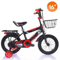 Child Bicycle With Training Wheels - Kids Training Bike - Red black 14