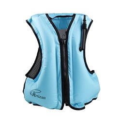 Rrtizan Adult Inflatable Swim Vest Life Jacket For Snorkeling Suitable For 80-220LBS Blue