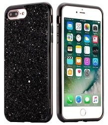 Iphone 7 Plus Case Baisrke Luxury Glitter Sparkle Bling Designs 2IN1 Hybrid Case Shining Fashion Style For Apple Iphone 7 Plus 5.5" Black