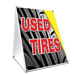 A-frame Sidewalk Used Tires Sign With Graphics On Each Side 24" X 36" Print Size