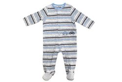 Little Me Footie Baby Footed Pajamas Sleeper Grey Stripe 9 Mos