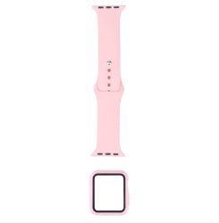 Hard Case Screen Protector And Silicone Strap Compatible With Apple Iwatch - 38MM - Pink