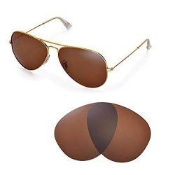 Walleva Replacement Lenses For Ray-ban Aviator Large Metal RB3025 62MM Sunglasses - Multiple Options Available Brown - Polirazed