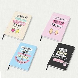 4 Pack Classic Ruled Notebooks journals Diary A5 Cute Series Unique Hard Cover Composition Notebooks Size: 5" X 8.3