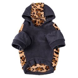 Patgoal Pet Dogs Coat Leopard Jacket Hoodie Winter Clothes For Small Dogs Cats