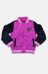 Girls Puffer Jacket - Pink-black - Pink-black 4-5 Years
