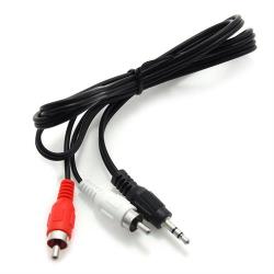 Geeko Audio 2X Rca Male And 1X 3.5MM Jack Cable - Fully Moulded 1.5 Metre Lead Audio Cable Connection For 3.5MM Male To Left