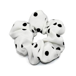 Hair Scrunchies White Spotted