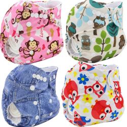 Baby Diaper Cover Wrap Cartoon Print Reusable Baby Cloth Diapers - Ob006
