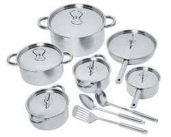 Heavy Duty Inducton Base 15 Piece Stainless Steel Cookware Set With Lids