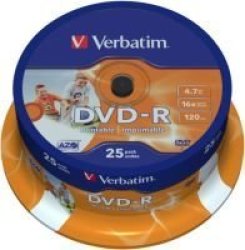 Verbatim AZO Printable 16x DVD-R 25 Pack On Spindle