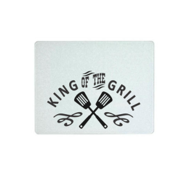King Of The Grill - Printed Large Glass Cutting Board