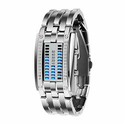 Tonshen Fashion Unique Binary Digital Watch For Men Women Blue LED