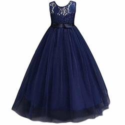 Bon Soir Flower Girl Pageant Dress Kids Party Wedding Dresses Navy BLUE-4-5 Years