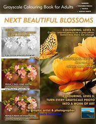 Next Beautiful Blossoms - Grayscale Colouring Book For Adults Low Contrast : Edition: Full Pages Simply Coloring By Lech