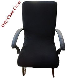 Loghot Computer Office Spandex Fabric Stretch Rotating Chair Covers Washable Durable Chair Cover Low Back Black