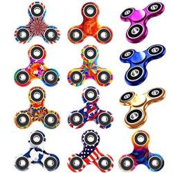 Owen Kyne 12 Pack Fidget Spinner Edc Hand Tri-spinner Fidget Stress Relief Toys For Adults And Kids All-in-one Design 2-3 Min Spins Relieves Your