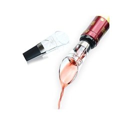 Wine Aerator Decanter Pour Spout Set By Trendy Bartender - Foil Cutter Drip-stop Ring & Wine Aerator Decanter