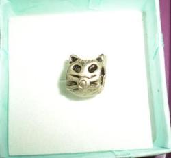 Silver Plated Bead Cat Face