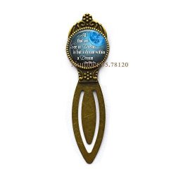 Dream Quote Bookmark On Blue Moon Bookmark All That We See Or Seem Is But A Dream Within A Dream Poem Jewelry - Poe