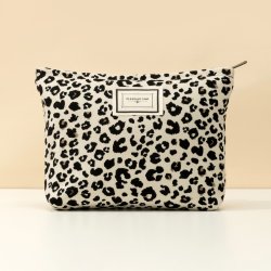 Stylish Creamy White Leopard Print Makeup Bag - Spacious And Organized Cosmetic Storage Bag - Women Gift