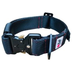 War Dog Medium Black With Red Stitching Foxtrot Rigid Tactical Dog Collar Waggs Pet Shop