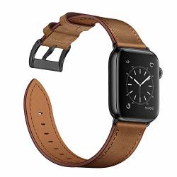 Ouheng Compatible With Apple Watch Band 38MM 40MM Genuine Leather Band Replacement Strap Compatible With Apple Watch Series 5 Series 4 Series 3 Series