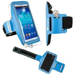 Samsung Galaxy S7 Edge S7 J7 Prime Z2 On5 Pro On7 Pro J7 Premium Water Resistant Sports Armband Blue W Key Holder 10-18 Strap
