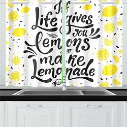 Movtba If Life Gives You Lemons Make Lemonade Kitchen Curtains Window Curtain Tiers For Caf Bath Laundry Living Room Bedroom 26 X 39 Inch 2 Pieces