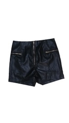 The Change Room Faux Leather High Waist Shorts - Black