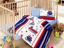 100% Cotton Nautical Nursery Baby Bedding Toddlers Crib Bedding For Baby Girls Duvet Cover Set