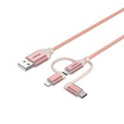 UNITEK 1M 3-IN-1 USB2.0 To Micro USB Cable With Type-c & Lightning Adapters