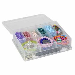 Everything Mary Plastic Double-sided Bead Storage Box - 16 Total Storage Spaces- Clear Organizer Storage For Large Small MINI Tiny Beads - Plastic Snap