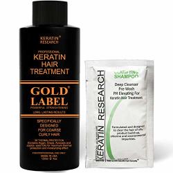 Gold Label 120ML Professional Results Brazilian Keratin Blowout Hair Treatment With 20ML Clarifying Shampoo Enhanced Specifically Designed For Coarse Curly Black African Dominican Brazilian Hair