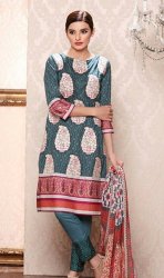 Indian Pakistani Dress Embroidery Designer 3pc Lawn Suit With Chiffon Dupatta- Unstiched