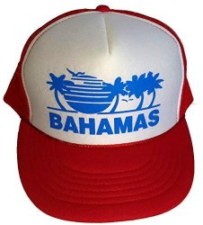 Thatsrad Red White Snapback Summer Bahamas Mesh Trucker Hat