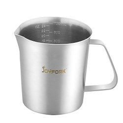 Joyfork Milk Frothing Measuring Pitchers Stainless Steel Espresso Coffee Pitcher With Measurement Marking Jug Milk Frother Cups For Perfect Latte And Cappuccions 700ML