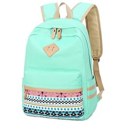 Laptop School Backpack Girls Bookbags Schoolbag For Teens University Travel Daypack A3-MINT Green