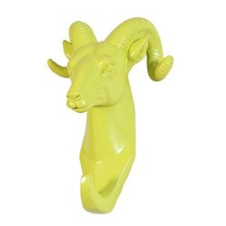 MagiDeal Decorative Goat Head Wall Mount Hanger Resin Coat Hat Hook Rustic 5 Colors - Yellow 10714CM
