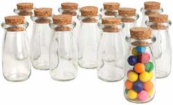 Mantello Glass Jars Vintage Milk Bottles With Cork Top Baby Showers Wedding Party Favor Bud Vase 4X2 Inch Set Of 12