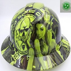 Wet Works Imaging Customized Pyramex Full Brim Green Bad Bones Hard Hat With Ratcheting Suspension