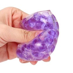 Lisin Spongy Bead Stress Ball Toy Squeezable Stress Squishy Toy Stress Relief Ball Purple