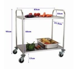 Stainless Steel 2 Tier Trolley Utility Cart