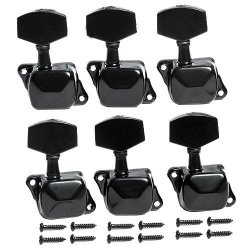 Musiclily Guitar 6-IN-LINE Semiclosed Tuners Tuning Key Pegs Machine Head Set Right Hand For Fender Replacement Black